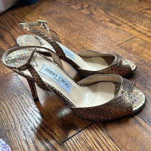 Jimmy Choo Iridescent Gold Heels Size 36